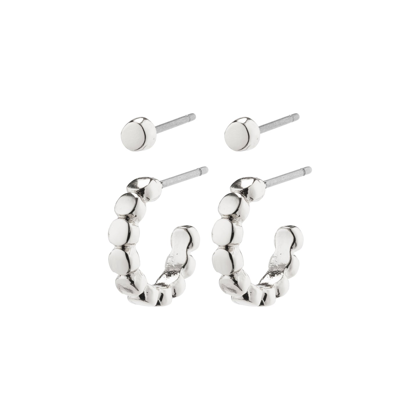 ANGELA 2-in-1 hoop & stud earrings silver-plated