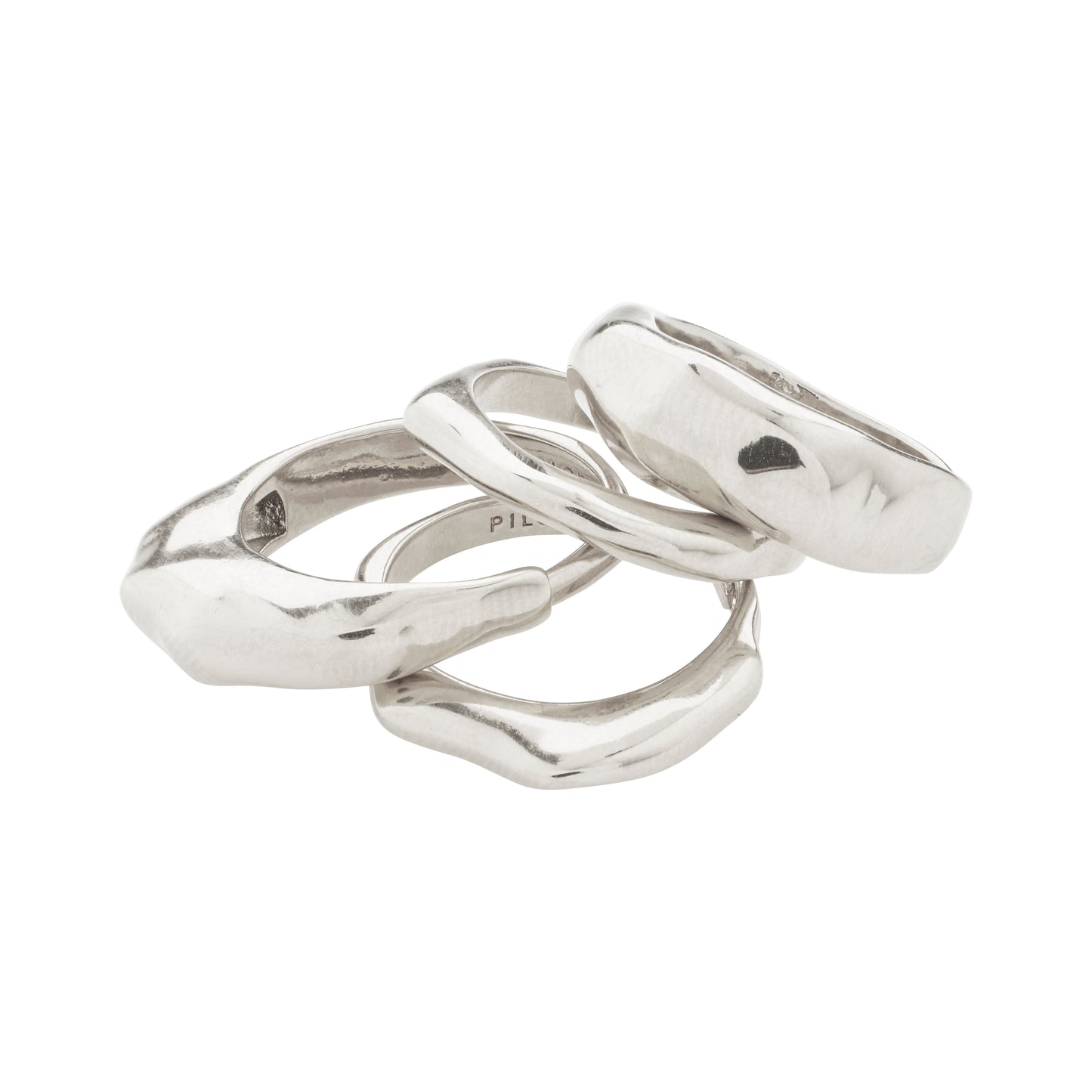 ASHER recycled rings 4-in-one set silver-plated