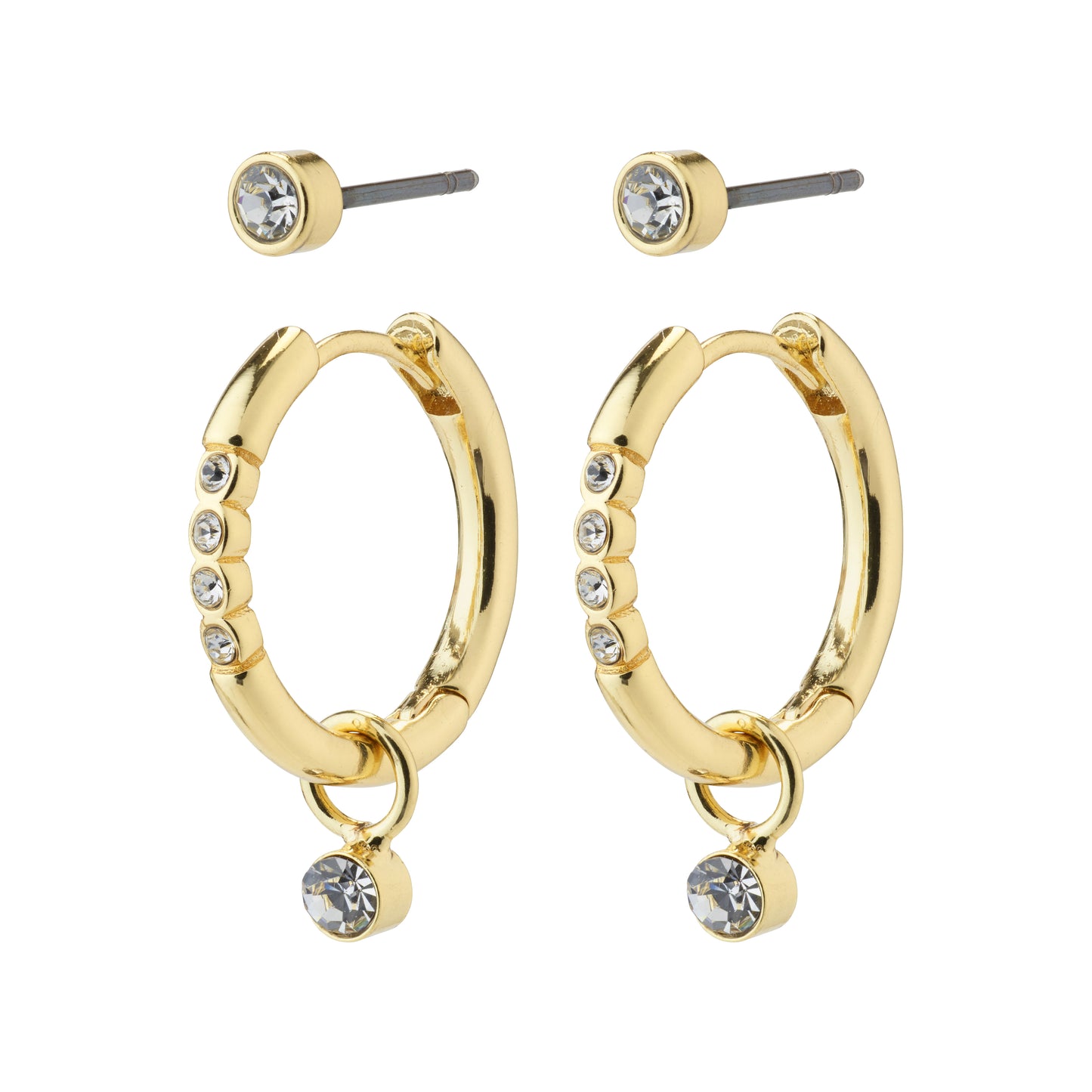 ELNA recycled crystal earrings 2-in-1 set gold-plated