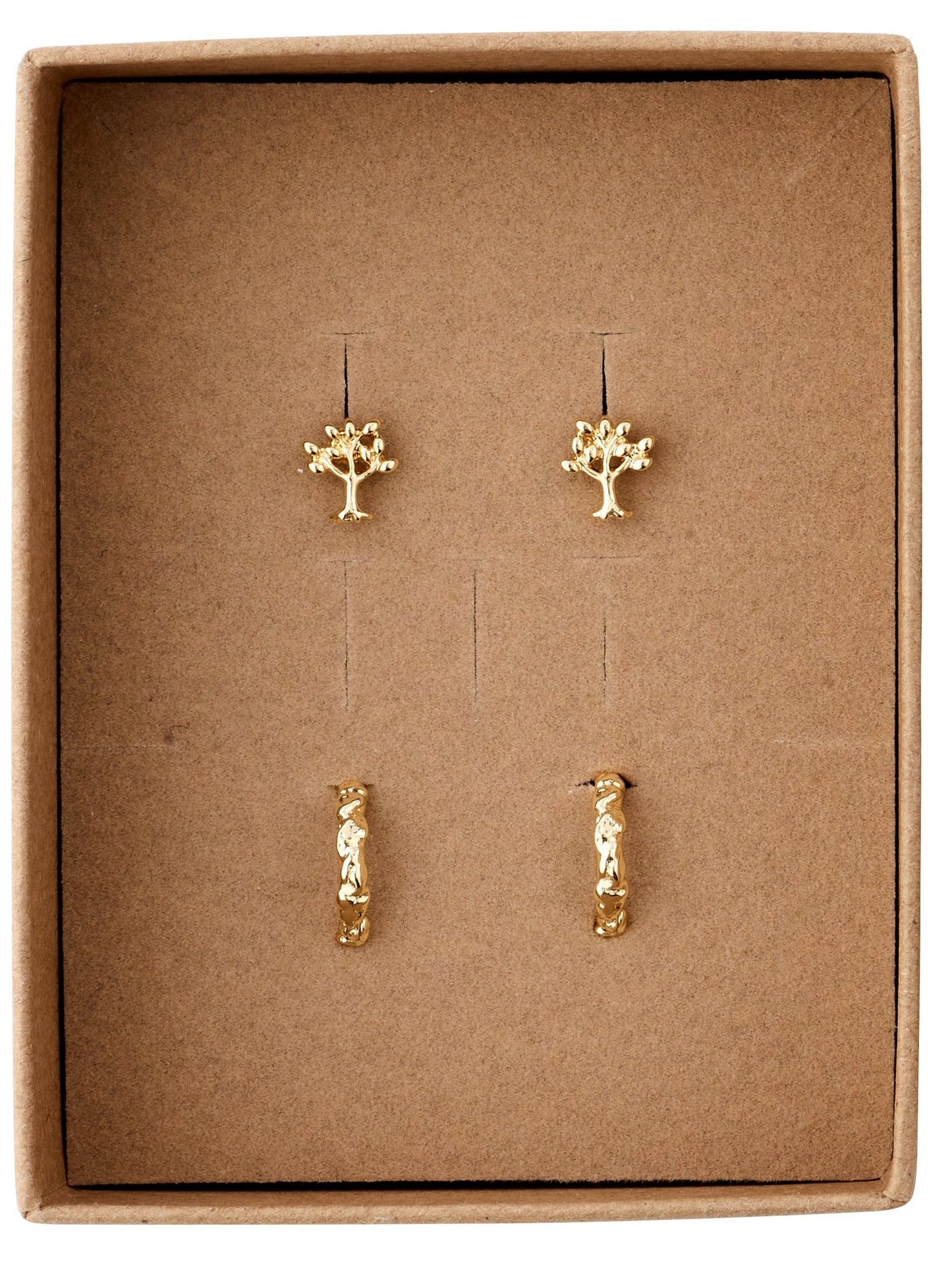 PIPER recycled gift set, earrings 2-in-1 set, gold-plated