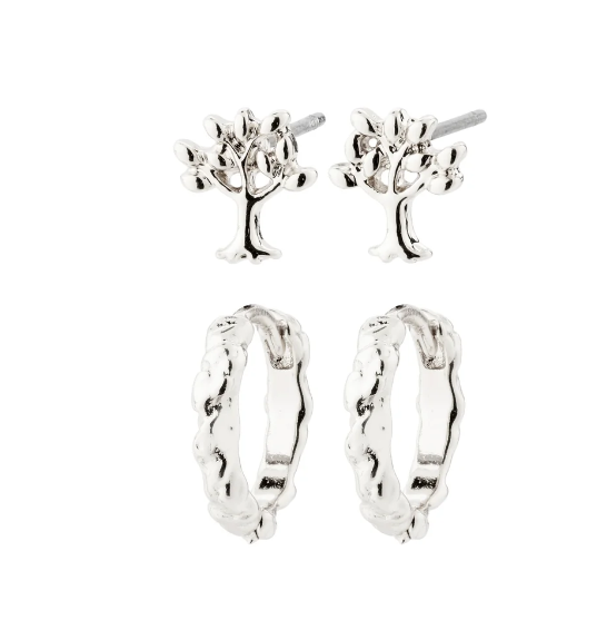 PIPER recycled gift set, earrings 2-in-1 set, silver-plated